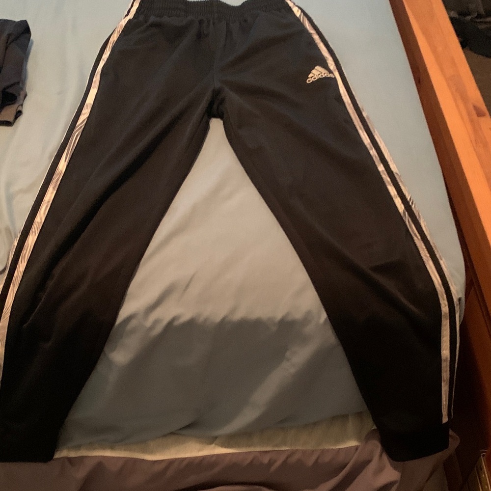 Adidas Kids Black Sweatpants with White Accents